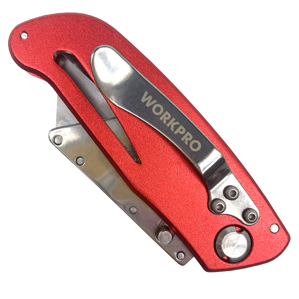 Нож универсальный складной алюминиевый со сменными лезвиями WP211003 WORKPRO